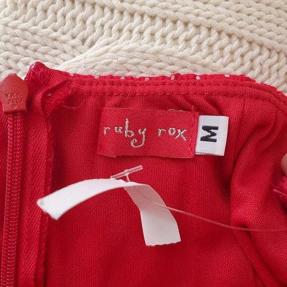 🌹 RUBY ROX 🌹 NEW - Strapless Bubble Hem Polka Dot Mini Dress - [Medium, Red] - Picture 10 of 11
